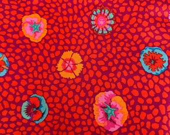 Guinea Flower Red PWGP059.Kaffe Fassett Collective, Kaffe Classics, Red Fabric, Quilt Fabric, Floral, Shabby Chic, Fabric By The Yard