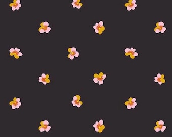 Bird Is The Word- by Kimberly Kight- Flowers in soft black for Ruby Star Society, sold by the yard RS3083 17