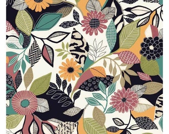 Farah Flowers by Crystal Designs,  04186 by P&B textiles 100% Quilting cotton Fabric by the yard OOP