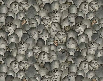 Halloween on Broom Street - Hide and seek gray by Michael Miller 9689-gray-D 100% cotton Quilting Fabric