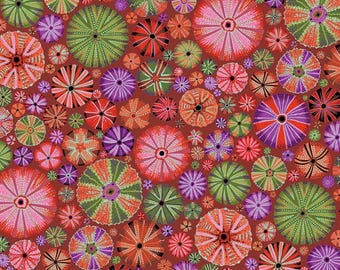 Kaffe Fassett Collective August 2024 Urchin Red, new release. Sold by the yard, bright beautiful flowers PWPJ125.Red, sold by yard