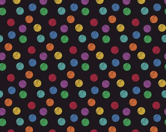 I Dream in Color Collection from Riley Blake Fabric, multi polka dots in black, quilting Fabric  This is for 1/2 yard piece