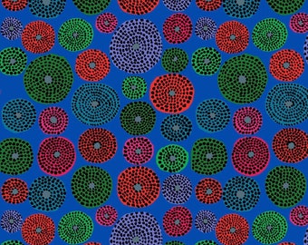 Kaffe Fassett Collective  February 2023 Disks Blue- PWGP193. Blue- sold by the yard. Free Spirit Fabric