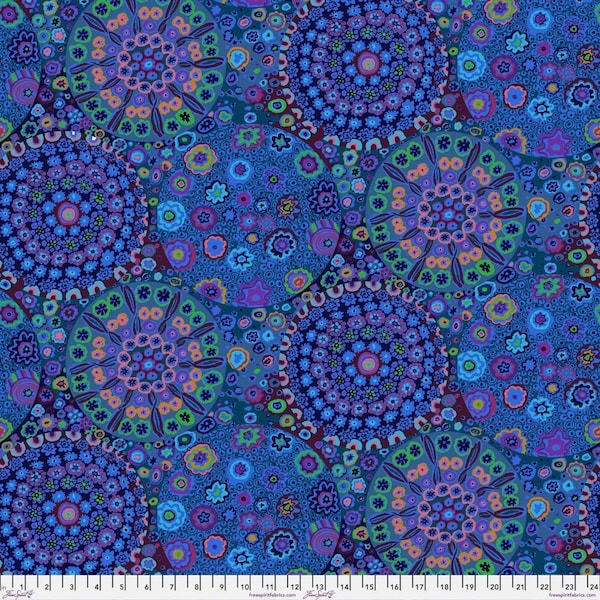 Kaffe Fassett Collective Classics Millefiore Blue GP92. Blue- sold by the yard. Free Spirit Fabric