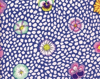 Kaffe Fassett Fabric Guinea Flower GP59 Blue , Pink, Yellow, Blue Floral 100 % quilting Cotton this is for a 1/2 yard , Free Spirit Fabric