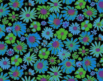 Kaffe Fassett Collective August 2024 Bloomers in Black new release. Sold by the yard, bright beautiful flowers PWBM093.black, sold by yard
