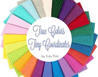 In stock Tula Pink's True Colors Tiny Coordinates range of 24 pieces Fat Quarter bundle