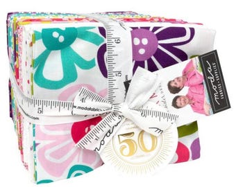 Moda Pick Me Fat Quarter Bundle, 34pc, Me and My Sister Fabric, Bright Floral Flowers, 22490AB, F08, Moda Fabrics