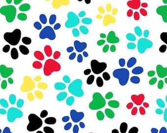 Dog Paw Print Fabric: 108" Wide Cotton Quilting Material