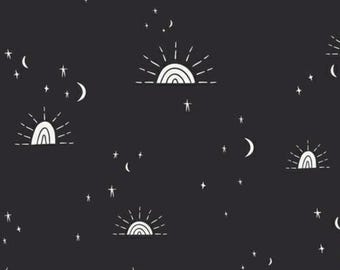 CAPSULE Pacha Collection-Look Up-Sun and Moon Fabric- Black and White- Art Gallery Fabric CAP-PA-1408