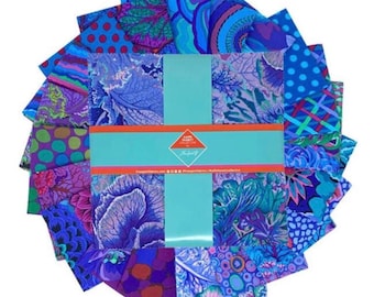 Kaffe Fassett Royal Classics Plus 10" Square Pack Layer Cake-10 inch squares in Royal for Free Spirit Fabrics FB610GP.ROYAL