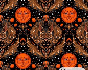 costumes and cobwebs , full moon flight black, PWPH120.black by Club Hauer, sold by the yard,