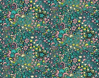 PARADISO- 100% Quilting Cotton Fabric by Sally Kelly for Windham Fabrics  Galactic 52649D1 Midnight Cotton, digitally printed, by the yard