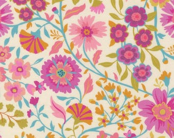 Parlor Wild and Free Cream 11961 11 Moda fabrics by Crystal Manning, Florals,Sold by the yard