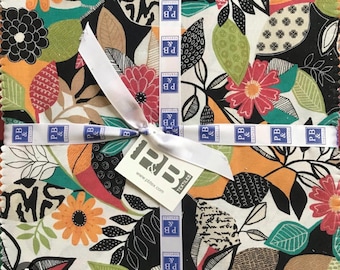 Farah Flowers by P and B Textiles, layer cake, Rare OOP, 10x10 Squares, 42 pieces