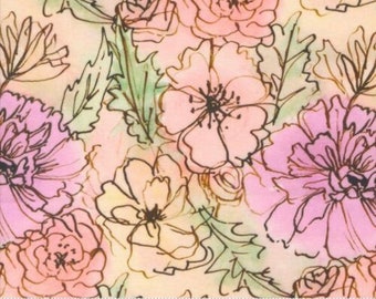Blooming Lovely Moda Fabric by Janet Clare Watercolor Bouquet in Petal  16970 11- cotton this is for a half yard piece