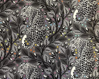 Tula Pink's Birthmark - Shadow, Graywork By the yard, Leopard Fabric