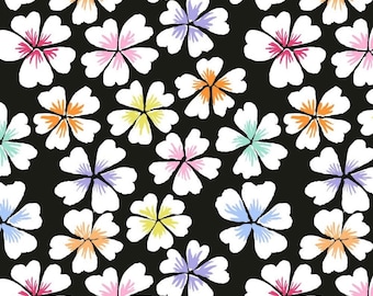 Kaffe Fassett Collective  February 2024-Petals-black- PWGP201.Black-sold by the yard. Free Spirit Fabric