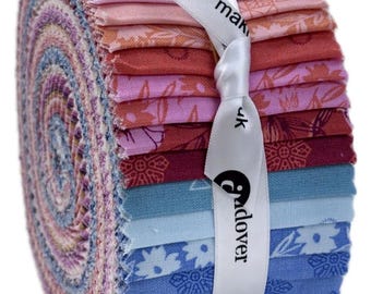 Precut Fabric Jelly Roll - Petals and Stitches Collection by Stephanie Organes for Andover Fabrics - 2 1/2" X 42 Fabric strips