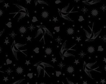 Linework Fairy Flakes 10” squares layer cake in Ink (Black) Tula Pink- Free Spirit Fabrics