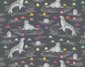 Tula Pink's Seal the Deal - Carbon, Graywork By the yard