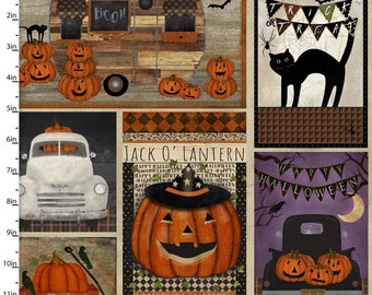 Spooky Night-Halloween Patchwork-by Beth Albert for 3 Wishes Fabric sold by the yard- 100% quilting Cotton Fabric