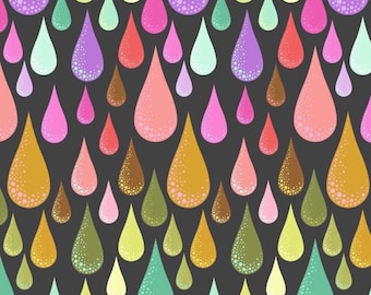 Tula Pink- Prince Charming-DejaVu Fabric-Dew Drops-Licorice- PWTP275- Quilting cotton by the yard