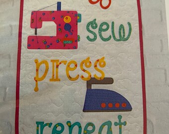 Cut Sew Press Repeat quilted banner kit, laser cut by Tied with a ribbon