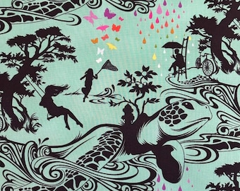 Tula Pink- Prince Charming-Turtle Bay-DejaVu Fabric-PWTP276.Sweetmint, Quilting cotton by the yard