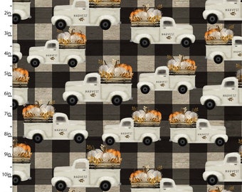 Happy Fall-Autumn Trucks by Beth Albert for 3 Wishes Fabric sold by the continuous yard- 100% quilting Cotton Fabric