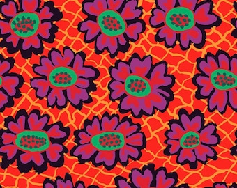 Kaffe Fassett Collective  February 2023 Flower net Crimson PWBM081.Crimson- sold by the yard. Free Spirit Fabric