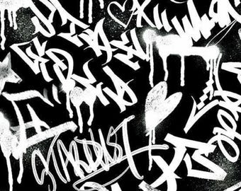 Libs Elliott Verdigris Parkdale leather Graffiti Fabric A1228K Andover Fabrics, sold by the yard