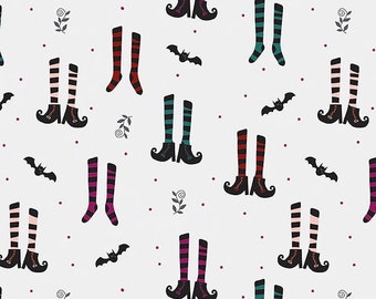 Little Witch Witches Socks Smoke by Riley Blake sold by the yard, quilting cotton fabric C14561-Smoke