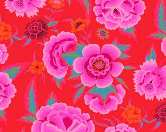 Kaffe Fassett Collective August 2022 Embroidered shawl magenta PWGP106.Magenta for Free Spirits Fabric, this is for 1/2 yard