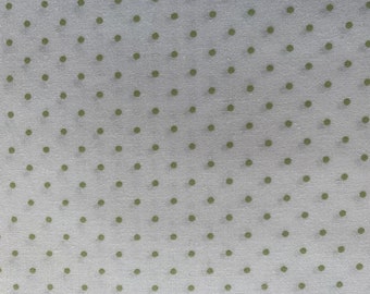 Quilt Gate 100% Cotton Quilting Fabric White with green dots. MR7010R-11 Out of Print