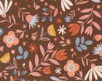 Blossoms and Blooms Quilting Fabric by Elena Amo By Moda Fabrics Floral Chocolate 39051 17