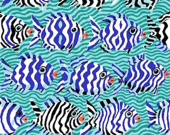 Minnows Aqua- August 2025, Kaffe Fassett Collective -Free Spirit fabric- sold by the yard PWBM100.AQUA