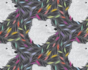 Tula Pink's Just Bearly - Carbon, Graywork By the yard