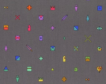 Sun Print 2022 -10th Anniversary Collection -Trinket-Charcoal By Alison Glass 100% quilting cotton fabric, yardage, A-9730-C1 Andove, OOP