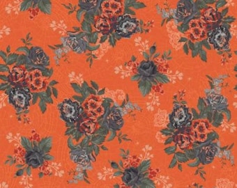 Web of Roses Fabric Orange Metallic#M-10210-O by Jera Brandvig for Maywood Studio- Quality Quilting Cotton