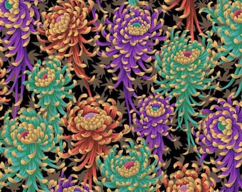 Spider Mums-Dark by Phillip Jacob for Kaffe Fassett Collection, 2025. Sold by yard. PWPJ135.Dark