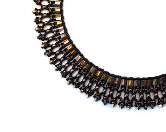 Necklace "Nefertiti" in color 'Milan' - hand-threaded pearl necklace in metallic tones