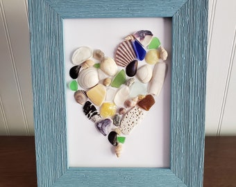 Framed Seashell Art - Heart