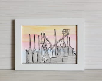 Bethlehem Steel Framed Watercolor