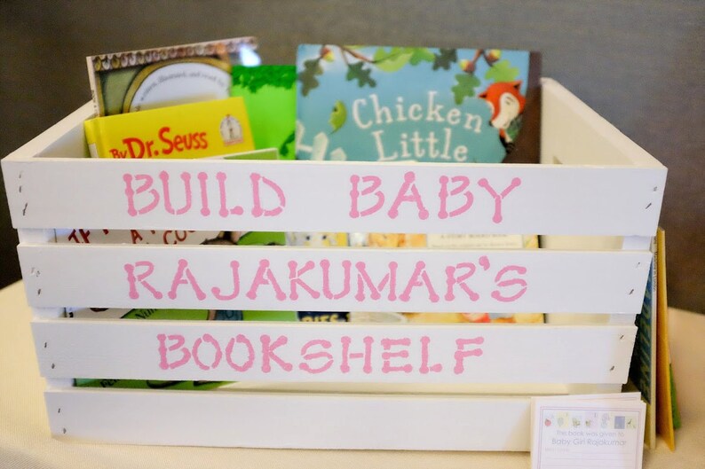 Baby Shower Book Basket Made in the Colors of your Choice Etsy