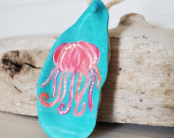 Hand Painted Jellyfish Seashell Ornament