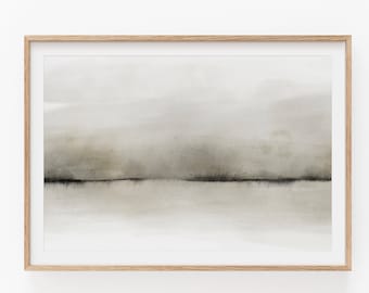 Beige Watercolor Landscape Art Print: Minimalist Modern Wall Decor (Digital Download)