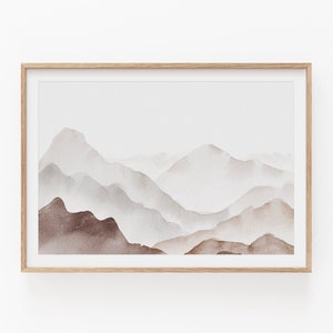 Aquarelle Beige Art Print, Instant Art, Impression de paysage, Affiche minimaliste moderne, Décor mural imprimable, Aquarelle Impression dart horizontale image 1