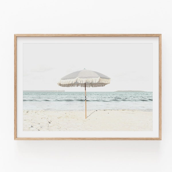 Umbrella Beach Print, Instant Art, Summer Beach, Coastal Decor, Printable Wall Decor, Photography Art, Beach Photography, Coastal Print