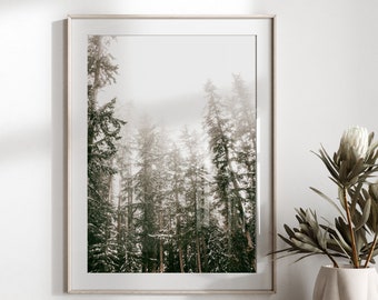 Foggy Pine Tree Forest Print: Mountain Wall Art (Digital Download)